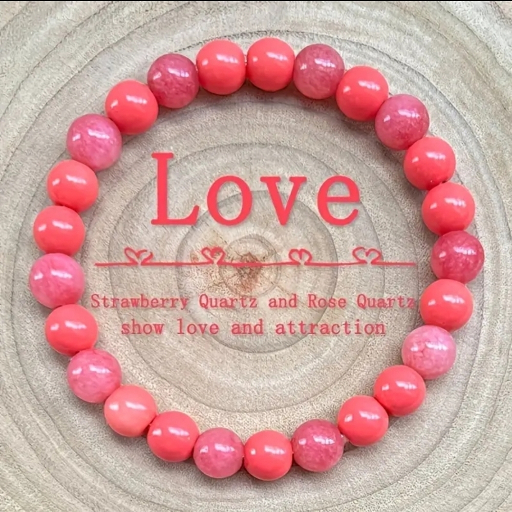 Strawberry Quartz and Rose Quartz Bracelet